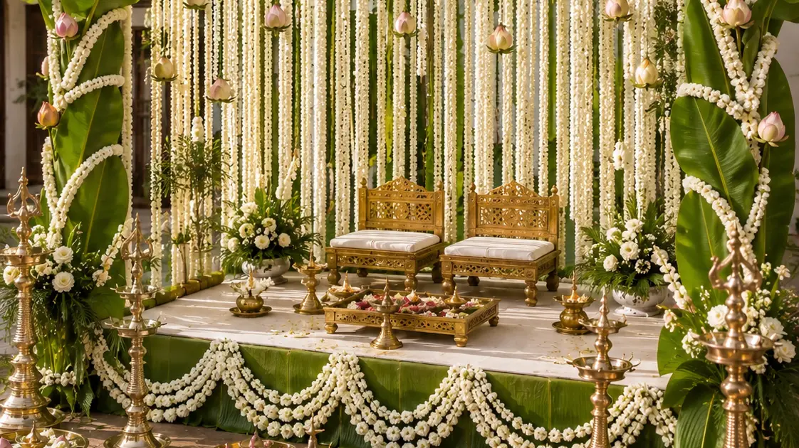 A balloon arch in pink, white and gold, an example of a room surprise